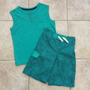 Cherokee Boys Henley Pocket Tank Top Shorts